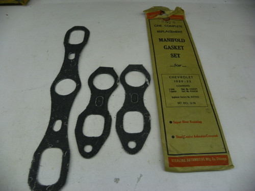 Sterling U-78 Manifold Gasket Set for 1929-1933 Chevrolet restoration. - Image 1