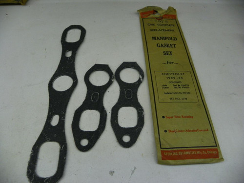 Sterling U-78 Manifold Gasket Set for 1929-1933 Chevrolet restoration. - Image 1