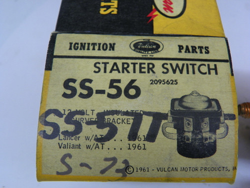 Vulcan SS-577 Starter Switch for 1961 Dodge Lancer Plymouth Valiant w/Automatic Transmission 12V restoration. - Image 2