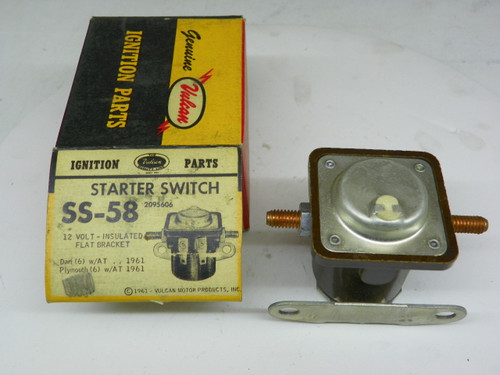 Vulcan SS-58 Starter Switch for 1961 Dodge Dart Plymouth 6 Cyl AT restoration. - Image 1