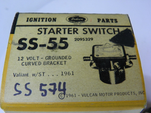 Vulcan SS-55 Starter Switch for 1961 Plymouth Valiant 12V Grounded restoration. - Image 2