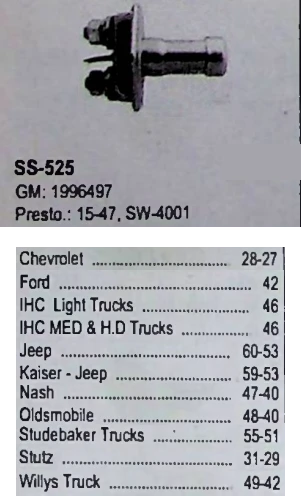 Standard SS-525 Starter Switch for 1927-1960 Chevrolet Ford Jeep IHC trucks restoration. - Image 2