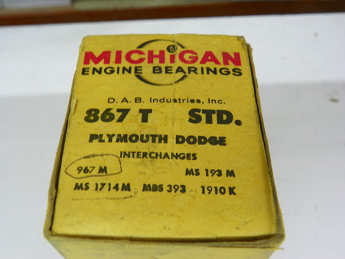 Michigan 867 T STD Crankshaft Main Bearings NORS for 1942-1960 Plymouth Dodge Flathead I6 restoration. - Image 2