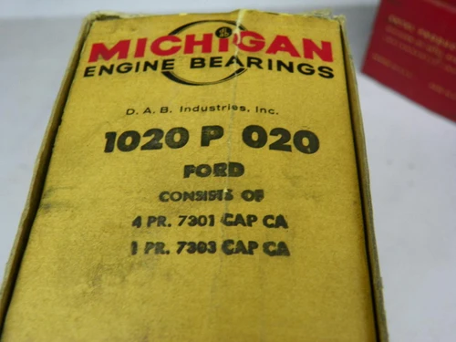 Michigan 1020 P 020 Main Bearing Set for 1958-1978 Ford 332-428 V8 engines restoration, .020 inch undersize. - Image 1