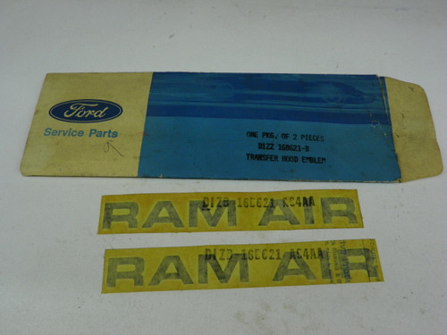 Ford D1ZZ 16B621-B Ram Air Hood Emblem Decal Set for 1971-1972 Mustang restoration. - Image 1