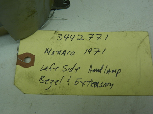 Mopar 3442771 Left Headlamp Bezel Extension for 1971 Dodge Monaco restoration. - Image 2