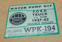 Vintage Water Pump Repair Kit Ford Truck Mercury V8 37-42 221 239cid Wpk194