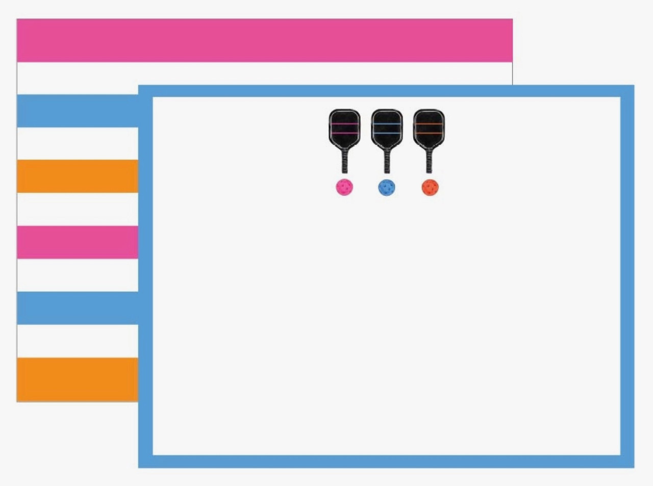 Pickleball Theme - Flat 'Blank' Note Cards w/ Envelopes
