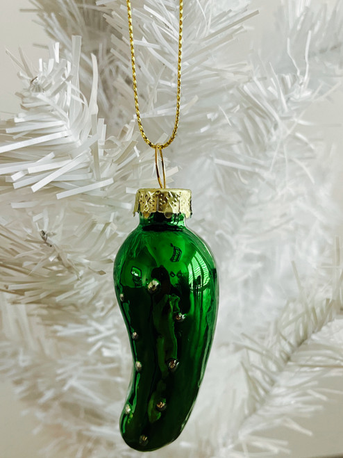 Pickleball Marketplace - Glittery Christmas Pickle Tree Ornament - Includes "Tradition of the Pickle" Christmas Pickle Story