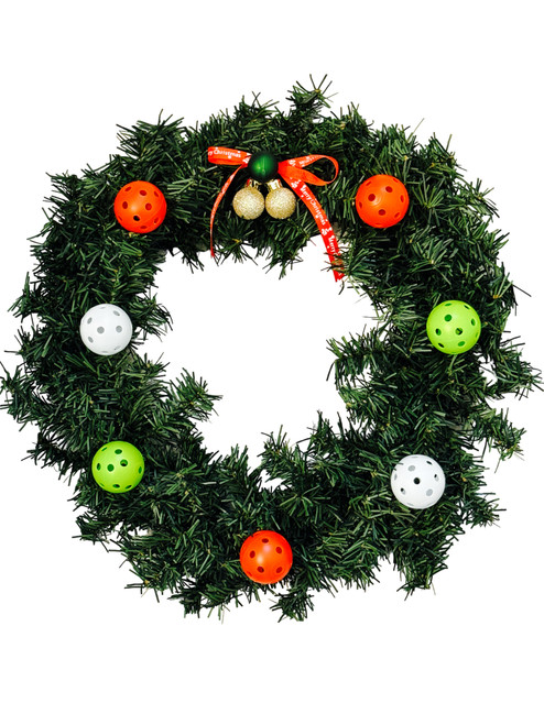 Pickleball Themed 16" Christmas Wreath - Ideal For Holiday Decorating