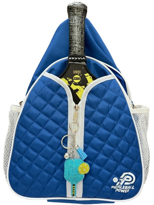 Crystal Studded Pickleball Paddle Keychain | Blue | Perfect Addition To Your Bag Crystal Studded Pickleball Paddle Keychain | Blue | Perfect Addition To Your Bag