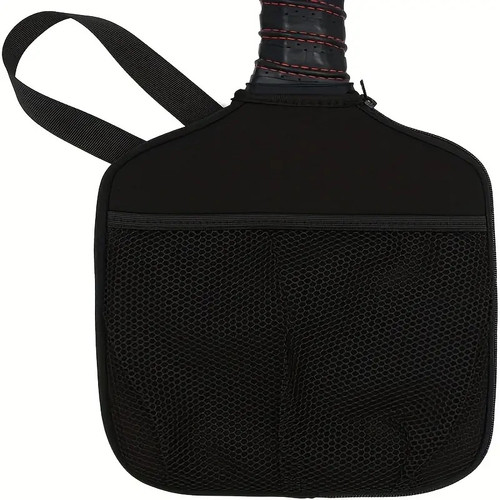 Pickleball Neoprene Paddle Cover w/ Pocket and Strap - Provides Effective Protection For Your Paddle | Solid Black Pickleball Neoprene Paddle Cover w/ Pocket and Strap - Provides Effective Protection For Your Paddle | Solid Black