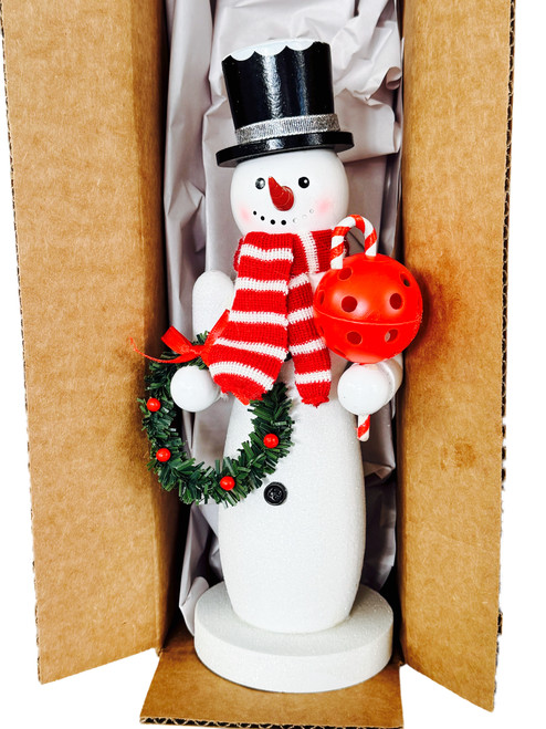 10" Glitter Pickleball Snowman Nutcracker - Accent Your Tables With This Iconic Nutcracker - Packaged In A Gift Box!