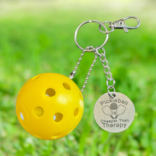 Durable Stainless Steel Pickleball Sports Key Ring w/ Small Pickleball Durable Stainless Steel Pickleball Sports Key Ring w/ Small Pickleball