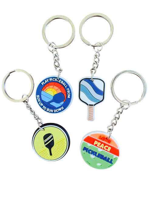 12-Pack of PVC Pickleball Keychains in Assorted Colorful & Unique Designs – Perfect For Bags, Keys, Backpacks, etc. 12-Pack of PVC Pickleball Keychains in Assorted Colorful & Unique Designs – Perfect For Bags, Keys, Backpacks, etc.