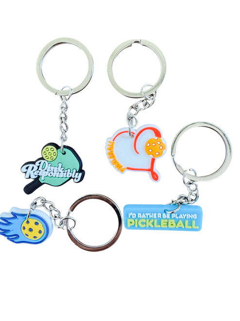 12-Pack of PVC Pickleball Keychains in Assorted Colorful & Unique Designs – Perfect For Bags, Keys, Backpacks, etc. 12-Pack of PVC Pickleball Keychains in Assorted Colorful & Unique Designs – Perfect For Bags, Keys, Backpacks, etc.