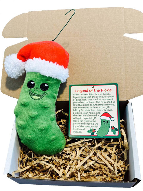 Legend of the Pickle 6" Stuffed Toy - Includes "Tradition of the Pickle" Christmas Pickle Story - And "Gift Box" 