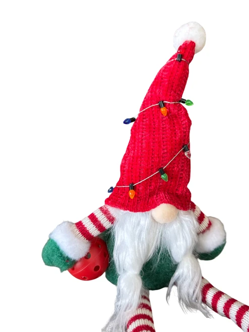 15" Gnome Pickleball Plush Shelf Sitter w/ Dangling Legs - A Charming Holiday Accent - And Comes In A Gift Box!