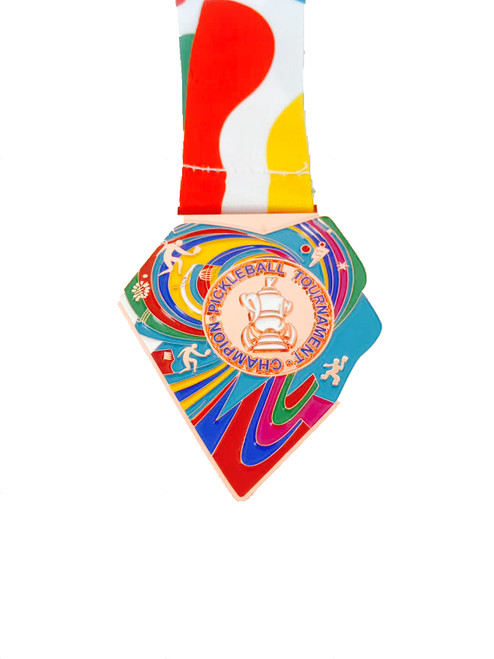 Pickleball Medal - SET OF THREE - 3" Pickleball Medal Award with Free - Brightly Colored Ribbon Pickleball Medal - SET OF THREE - 3" Pickleball Medal Award with Free - Brightly Colored Ribbon