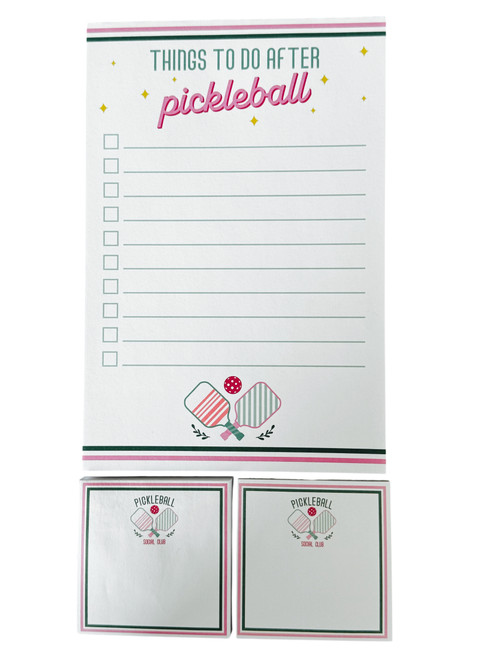 Pickleball Theme "Things To Do After Pickleball" Memo Pad & Sticky Note Combo - These 3 Pads Are Perfect For A Variety Of Uses
