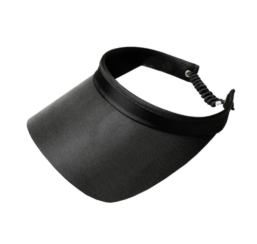 Women's Adjustable Coil Visor by Glove It – "Solid Black" - UV 50 Protection - Comfortable & Pressure Free