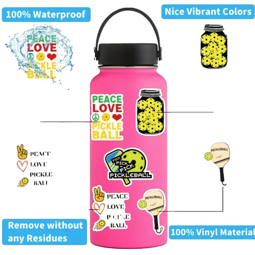 Pickleball "Fun Stickers" | 50 pcs.| Random Assortment of Vinyl Stickers For Water Bottles, Laptop, Luggage | Almost Anywhere!