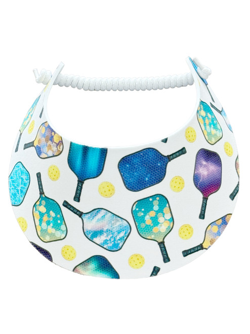 BUY a PAIR - "The Sporty Look" Lightweight and Adjustable with No Pressure & No Headache! - "Blue Bubbles AND Pickleball Paddles on White"