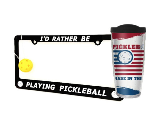 Pickleball License Plate, Keychain & Tumbler Combo - One Low Price
