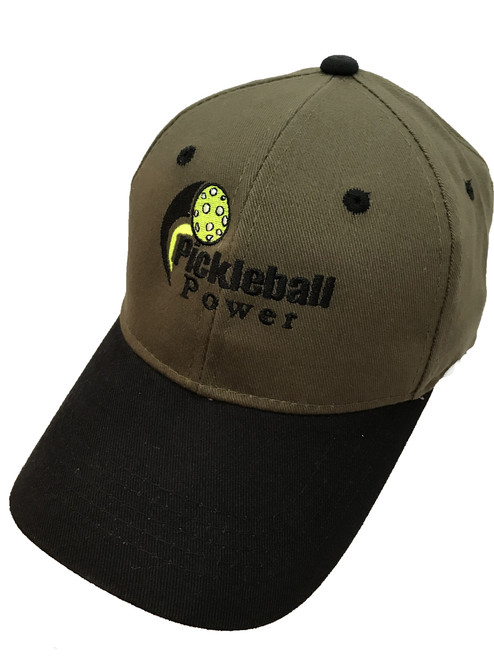 Brushed Cotton Twill Pickleball Ball Cap - "Olive" with Contrasting Visor in "Black" 