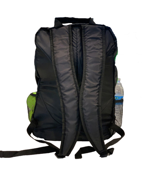 "Colorways" Durable Backpack - Will hold multiple Pickleball paddles and sports gear. Lime Green & Blk Camo Print. NOW 60% OFF! "Colorways" Durable Backpack - Will hold multiple Pickleball paddles and sports gear. Lime Green & Blk Camo Print. NOW 60% OFF!