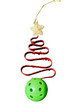 (2) Red Glitter Christmas Tree Ornaments - Metal 6" - Includes a Hanging Green Pickleball