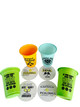 "(4) Pickleball Plastic Cups" & (4) Pickleball Coasters - Combo - Each - Featuring Unique Pickleball Theme Designs