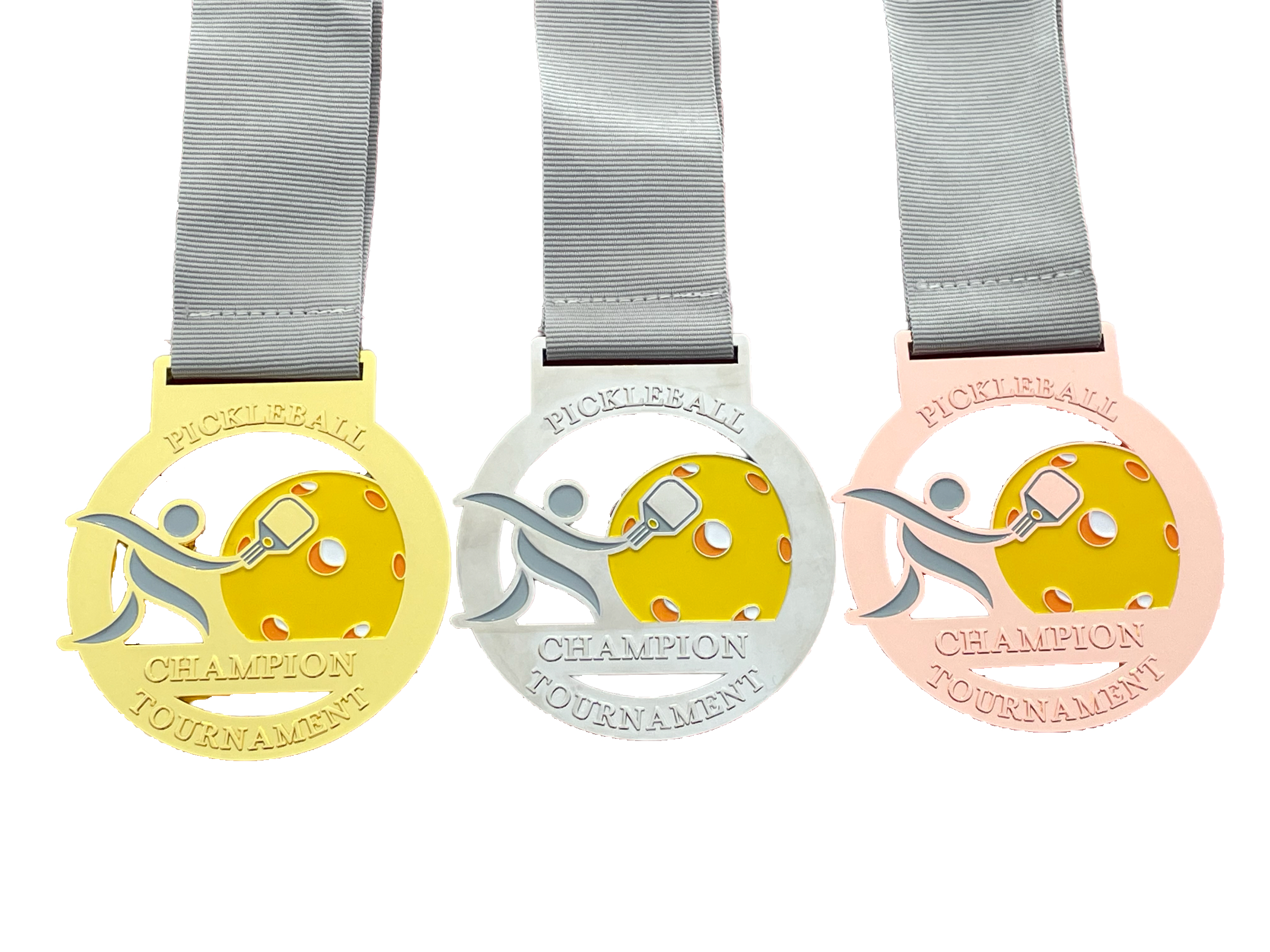 Pickleball Medals, Set of 3 - Gold, Silver & Bronze - 3