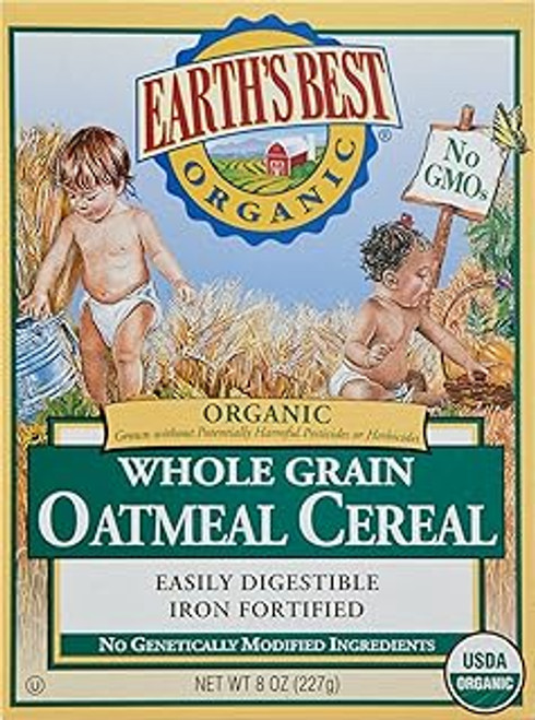 Earth's Best Organic Stage 1 Oatmeal Infant Baby Cereal, 8oz