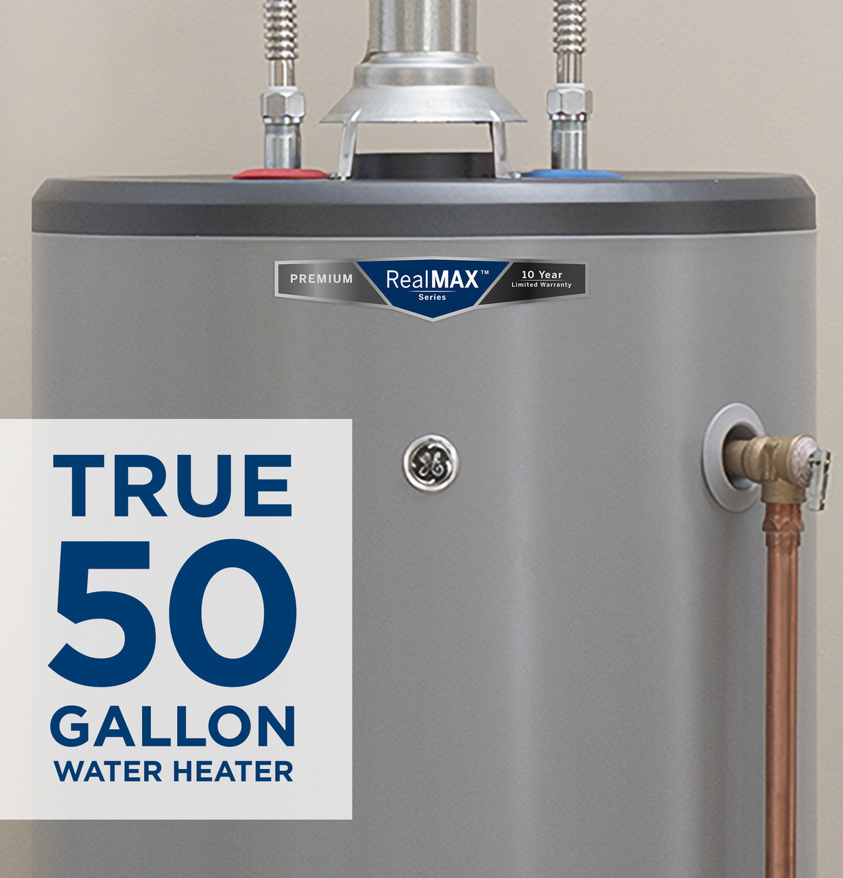 GE RealMAX Premium 50-Gallon Short Natural Gas Atmospheric Water