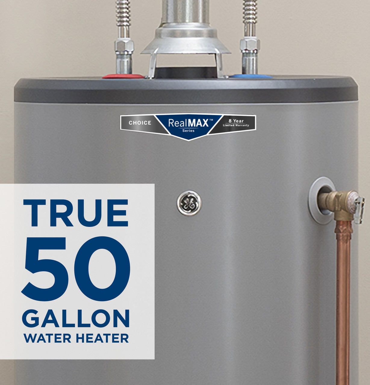 GE RealMAX Choice 50-Gallon Short Natural Gas Atmospheric Water