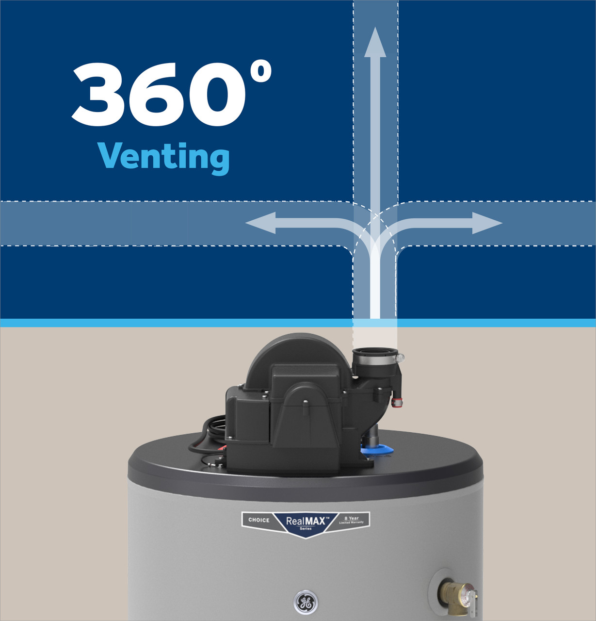 GE RealMAX Choice 40-Gallon Tall Liquid Propane Power Vent Water