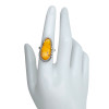Handmade Cognac Amber Silver Adjustable Ring