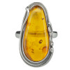 Handmade Cognac Amber Silver Adjustable Ring