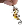 Amber Seahorse Silver Pendant