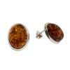 Oval Amber Sterling Silver Stud Earrings