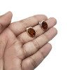 Oval Amber Sterling Silver Stud Earrings