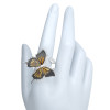 Cameo Amber Silver Butterfly Adjustable Ring