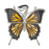 Cameo Amber Silver Butterfly Adjustable Ring