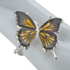 Cameo Amber Silver Butterfly Adjustable Ring