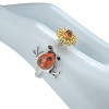Amber Sterling Silver Frog/Flower Spinner Adjustable Ring