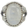 Moonstone Leaf-Design Silver Ring