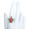 Red Onyx Sterling Silver Ring. Triangle and round-shaped red onyx gemstones are set in genuine .925 sterling silver.