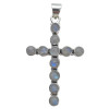 Moonstone Sterling Silver Cross Pendant. A round-shaped moonstone gemstone is set in genuine .925 sterling silver.