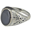 Black Onyx Sterling Silver Ring. An oval-shaped black onyx gemstone is set in genuine .925 sterling silver.